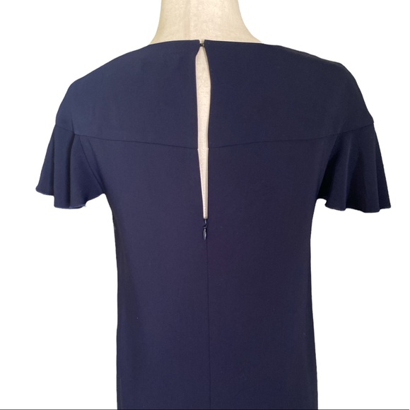 Trina Turk Charleston Ruffle Front Navy Blue Cutout Shift Tunic Dress - 6 - Picture 8 of 13